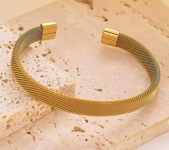 Stainless Steel Elastic Woven Bangle