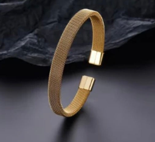 Stainless Steel Elastic Woven Bangle